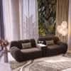 Cannoli 3 seater Fabric Sofa with Marble top Table in Plum Haze