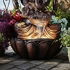Brown Fiber Glass Lotus Ganesha Indoor Water Fountain
