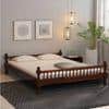 Wood Solid Wood Queen Size Non Storage Bed In Honey Oak Finish