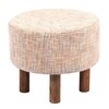 Collio Solid Wood Ottoman Pouffee in Stripe Orange Jackard fabric