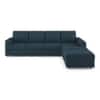 Apollo Sofa (Colour : Indigo Blue, Cushion : Hard, Back Type : Regular, Seating Capacity : Right Aligned 3 Seater + Right Aligned Chaise + Ottoman)