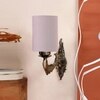 Devansh Metal Electric Wall Light in Antique Gold Colour with Grey Shade Count of 1 Light