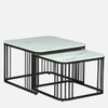 Velt Square Metal Nesting Coffee Table Set Black Finish White Porcelain Top Set Of 2