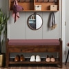Halden Solid Wood Shoe Rack with Seating in Walnut Brown finish
