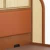 Fiji Wingback Cane and Solid Wood King Size Hydraulic-Storage Bed in Nappa tan Leatherette