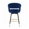 Doe Buck Mixoy Velvet Bar Stool in Emerald Blue Colour with Gold Accents
