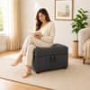 Doe Buck Tufted Storage Ottoman Bench in Grey Colour Fabric
