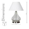 CRYSTAL Clear Glass Table Lamp with Chrome Base and White Shade