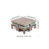 Blane Sheesham Wood 4 Seater Coffee Table Set In Antique Grey Finish Floral Print Green Kantha Cushion
