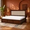 Leher Solid Wood Comfort King Bed Hydraulic Storage Provincial Teak Finish Mattress 72 x 78 Inches