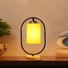 Devansh Yellow Cotton Drum Wooden & Iron Table Lamp -17 Inch Height -E