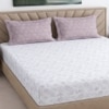White And Lavender Shade  Floral Cotton 400 Tc Fitted Super King Size Bedsheet With 2 Pillow Covers