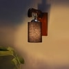 Devansh Solid Wood Electric Wall Light in Brown Colour with Black Shade Count of 1 Light