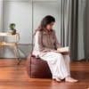 Cube Collection Dark Brown Faux Leather Pouf Ottoman