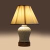 Devansh Off-White Vintage  Cotton Pleated Shade Lamp With Wood & Mosaic Glass Base For Decoration/Office/Home/Gifting/Study For Decoration/Office/Home/Gifting/Study