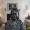 Black Fiber Glass Twilight Lotus Buddha Indoor Water Fountain