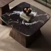 The Noir Laurent Black Marble Walnut Nesting Coffee Table Set with Accent Table