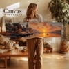 Varanasi Ghats Sunset Canvas Wall Art 12 x 46 Inch