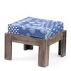 Blane Sheesham Wood 4 Seater Coffee Table Set In Antique Grey Finish Indigo Patch Kantha Cushion
