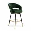 Doe Buck Mixoy Velvet Bar Stool in Emerald Green Colour with Gold Accents