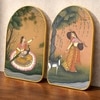 Rajasthani Peacock and Women Wall Art Painting Set of 2 Gold Frame 16 x 24 Inch