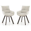 Zaida 6 Seater Dining Table With Set Of 6 Bren Swivel Dining Chairs (Colour- Ivory, Finish- Glass)