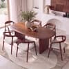 Zen Asymmetric Solid Wood 6 Seater Dining Table With 6 Zen Solid Wood Dining Chair (Finish: Honey, Colour: White Boucle)