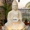 Off White Fiber Glass Lotus Buddha Indoor Water Fountain