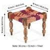 Riaza Sheesham Wood Maachi Stool in Assorted Multi-Colour Chindi Rope Canning