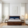 Bravon Hydraulic Solid Wood Bed King Size in Provincial Teak Finish