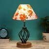 Dakota Multicolor cotton Table lamp with Wood & Iron Base