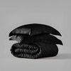 Stoa Paris Comforter Set Double Bed, 300TC Satin Double Bed Comforters in Midnight Black