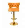 Doe Buck Verona Faux Leather Adjustable Bar Stool in Tan Colour with Gold Base