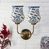Devansh Metal Electric Wall Light in Gold Colour with Multicolor Shade Count of 2 Lights