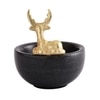 Marble Nut candy  Bowl Brass Antler embedded