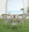 Griffith Wicker Table And Chair Set In White And Black Dual Tone Finish