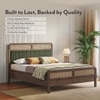 Hanoi Solid Wood Cane Queen Size Nonstorage Bed In Danish Walnut Finish with Deep Olive Colour