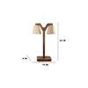 Elania Wooden Table Lamp with Brown Base and Premium White Fabric Lampshade