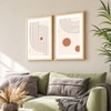 Boho Geometric Abstract Set of 2 Framed Posters Wall Art 45x60 cm