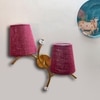 Devansh Metal Electric Wall Light in Gold Colour with Maroon Shade Count of 2 Lights