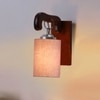 Devansh Solid Wood Electric Wall Light in Brown Colour with Grey Shade Count of 1 Light