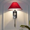 Aberdeenshire Glass and shiny Brass Wall Light With Maroon Cotton Shade