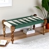 Oakville Sheesham Wood 2 Seater Maachi Bench In Green & White Rope Canning