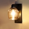 Devansh Solid Wood Electric Wall Light in Brown Colour with Lavender Shade Count of 1 Light