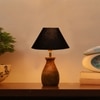 Devansh Black Cotton Table Lamp With  Wood Natural Base (10X12.5 Inches)-26