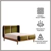 Valerio Duo-Panel Luxe Queen Size Bed in Olive colour Velvet with Oak wood Frame