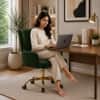 Doe Buck Adan Modern Green Velvet Office Chair
