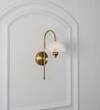 BELVUE Integrated LED Brass Wall Light with White Alabaster Shade