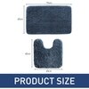 Luxe Home Polyester Newman Contour Bath Mat Set of 2 (Navy Blue 45x75 cm & 40x45)