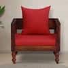 Rangrez Sheesham Wood 1 Seater Sofa in Honey Oak Finish with Red Cushion